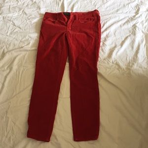 JCrew Red Velvet Toothpick Pants